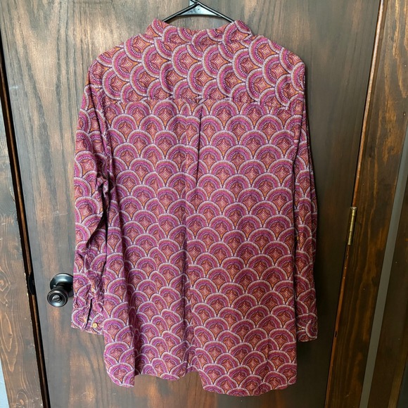 Duluth Trading Co Womens XL Hemp Organic Cotton Button Down Shirt Geo Print - Picture 6 of 6